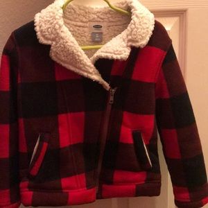 Old Navy Girls Red Sherpa Moto jacket